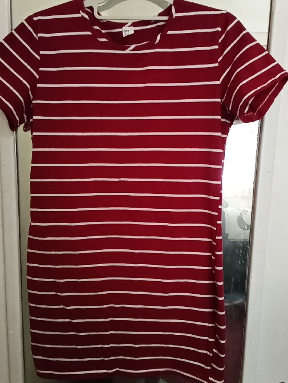 Red & White Striped Tee Dress
